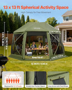 VEVOR Pop up Gazebo Screen Tent, 13 x 13 ft, 13-Sided Spherical Camping Canopy - Image 2