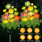 Solar Garden Lights Outdoor, 2 Pack Upgraded Succulent Solar Flowers Outside - Image 4
