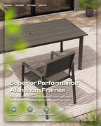 Outdoor Patio Dining Chairs Set of 2, 350LBS Capacity Aluminum Patio Dining - Image 5
