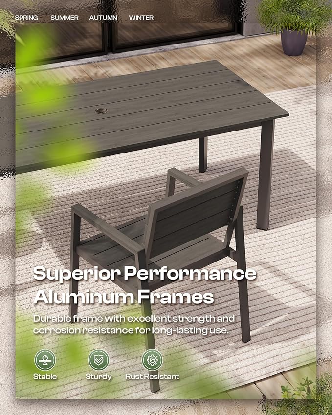 Outdoor Patio Dining Chairs Set of 2, 350LBS Capacity Aluminum Patio Dining - Image 5