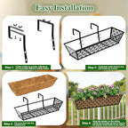 SPECILITE 24" Window Boxes Planters, Heavy Duty Metal Railing Planter Boxes - Image 6