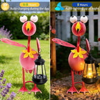 Solar Flamingo Statue with Lights, 13in Tall Solar Flamingo Garden Sculptures - Image 7