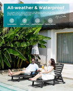 Outdoor Lounge Chair Set of 4, All Weather Patio Chaise Lounge Chair - Image 8
