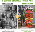 Vertical Strawberry Planter 5 Tier Stackable Tower Herb Planters Stacking - Image 6