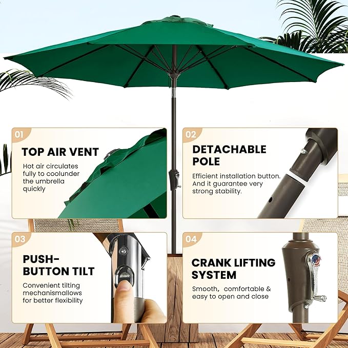 Ayge 9FT Large Outdoor Patio Umbrella Market Table Umbrella-UV Resistant - Image 2