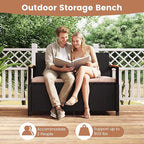 RELAX4LIFE Wicker Outdoor Storage Bench, Rattan Deck Box w/Protective Liner - Image 7