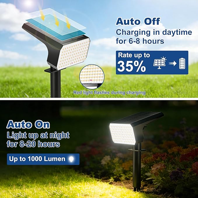 LANSOW 12 Pack Solar Spot Lights Outdoor Waterproof IP67, Solar Landscape - Image 7