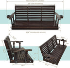 Fortune Candy Wooden Porch Swing 3-Seater, High Backrest and Deep Seat - Image 6