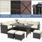 Tangkula 7 Pieces Wicker Patio Furniture Set, Rattan Sofa - Image 6