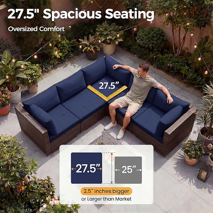 NICESOUL 8 Person Modern Deck Furniture Set, 29.3'' High Back Comfy Outdoor - Image 5