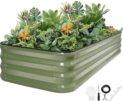 5-in-1 Adjustable Raised Garden Bed Kit | Galvanized Planter Boxes by GGOODGAIN