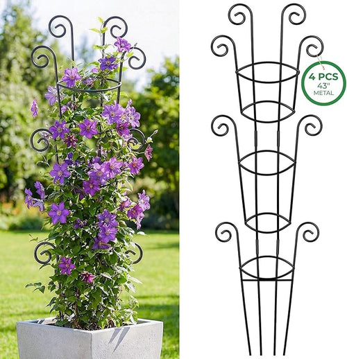 4 Pack 43 Inch Metal Plant Trellis by Qiaokaiyan