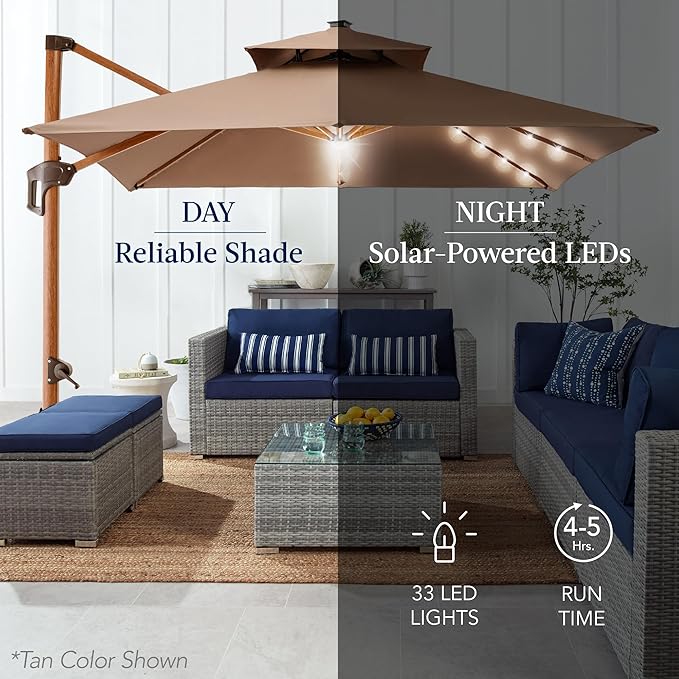 Best Choice Products 10ft Square Cantilever Patio Umbrella w/Base Included - Image 5