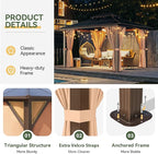 Aoxun 10'x12' Hardtop Gazebo, Aluminum Frame Permanent Pavilion - Image 4