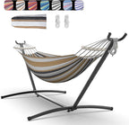 Double Hammock with Space-Saving Steel Stand, 2 Person Heavy-Duty Hammock by Unknown