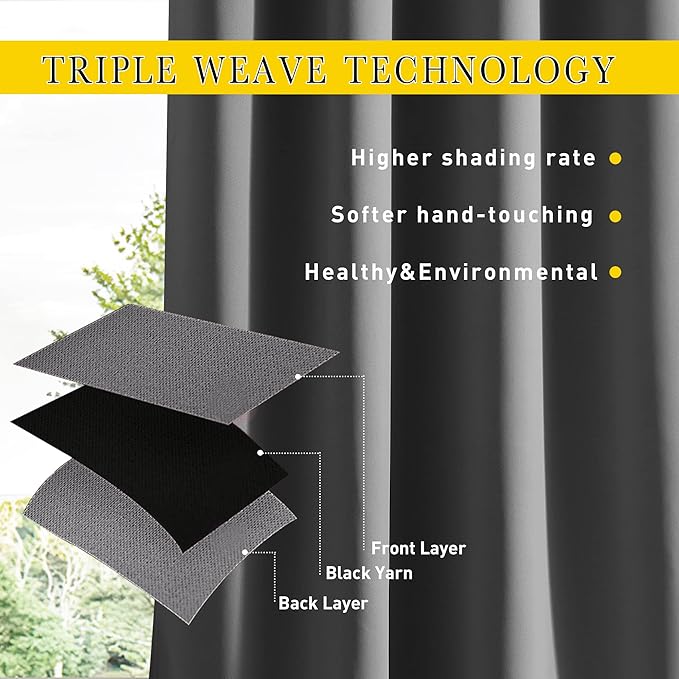 NICETOWN 2 Panels Outdoor Curtains Waterproof Pocket & Back Tab on Top & Bottom - Image 4