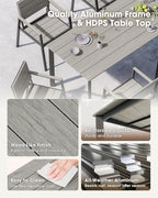 Outdoor Patio Dining Set for 6, Aluminum 7 Piece HDPS Patio Table and Chairs Set - Image 5