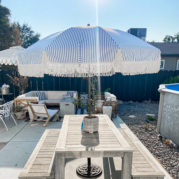 AMMSUN 7ft Patio Umbrella with Fringe Outdoor Tassel Umbrella UPF50+ Premium - Image 5