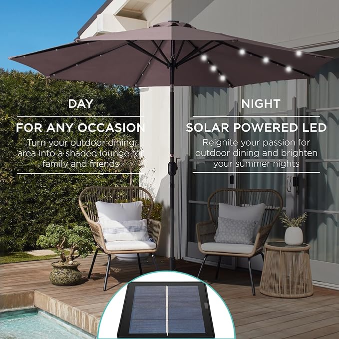 Best Choice Products 10ft Solar Polyester LED Lighted Patio Umbrella w/Tilt - Image 3