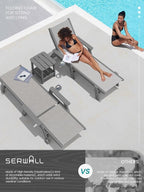 SERWALL Textilene Patio Chaise Lounge Chair Set of 2, 5 Positions Outdoor - Image 6