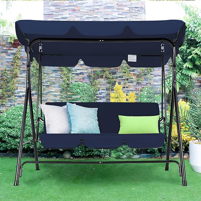 AECOJOY Porch Swing with Stand, 3-Seat Outdoor Clearance Porch Swings - Image 5