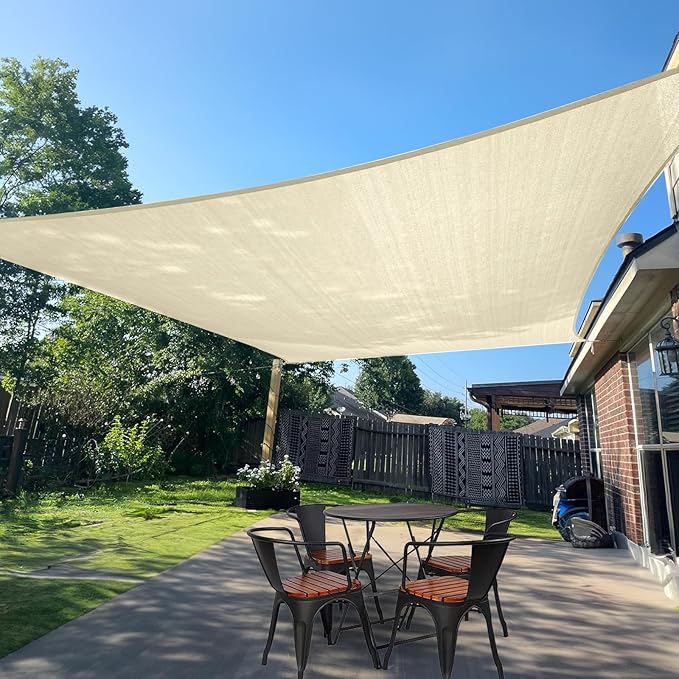SUNLAX Sun Shade Sail 10' x 24' Butter Cream Rectangle Canopy Sail Shade Cover by SUNLAX