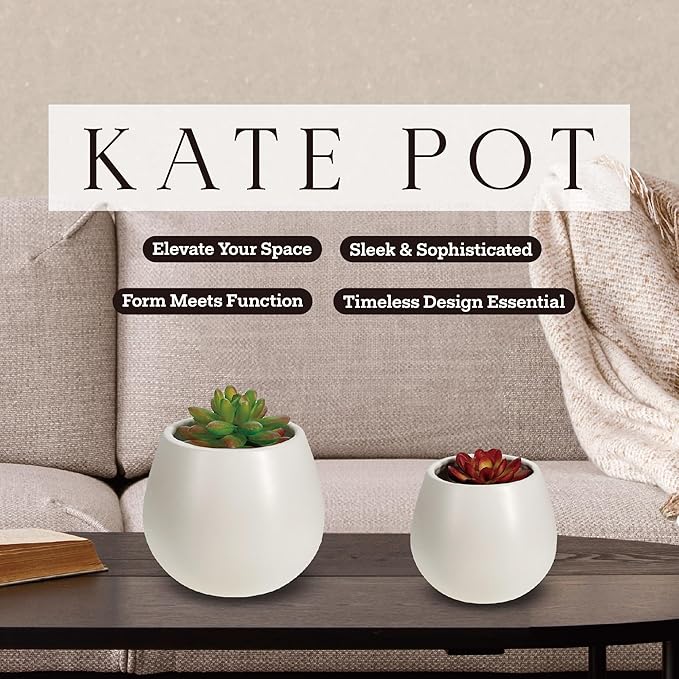 Kate Sleek Matte White Plant Pot Indoor, 5 Inch Pot - Image 2