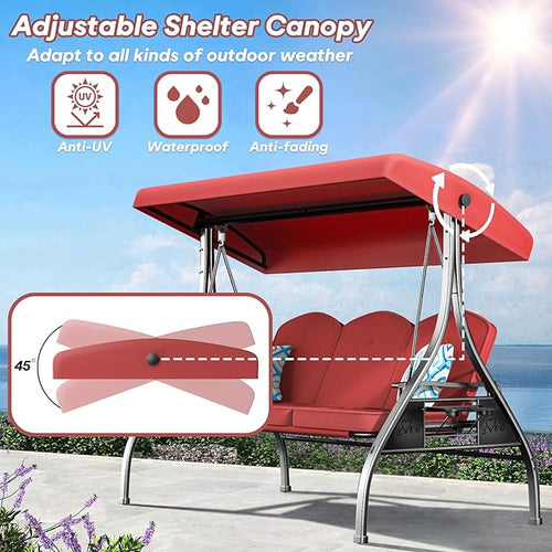 3 Seat Outdoor Porch Patio Swing - Image 2
