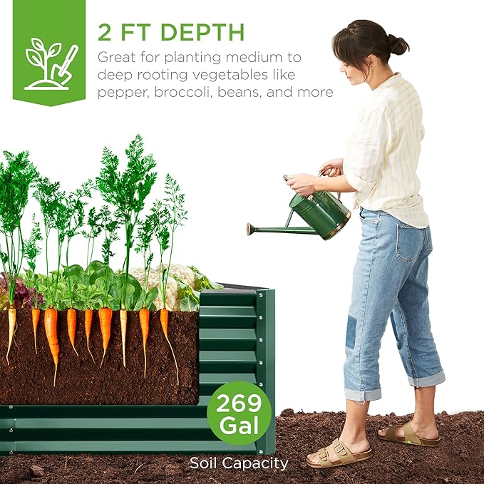 Best Choice Products 6x3x2ft Outdoor Metal Raised Garden Bed, Deep Root Box - Image 3