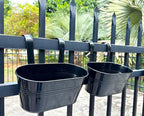 4 Pack Metal Hanging Planter for Outdoor Plants, 10 Inch Black Fence Planters - Image 7