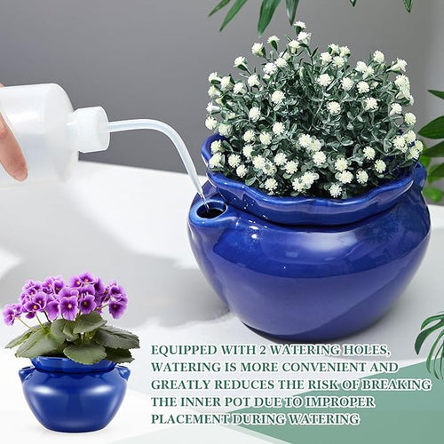 2 Sets African Violet Pots 7.5 Inch Self Watering Pot - Image 2