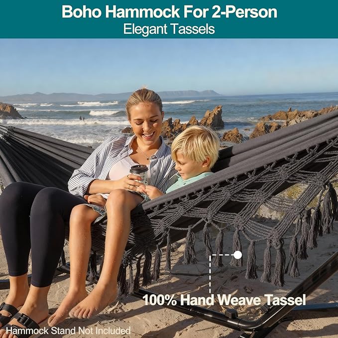JoyView Boho Macrame Double Hammock - Image 2