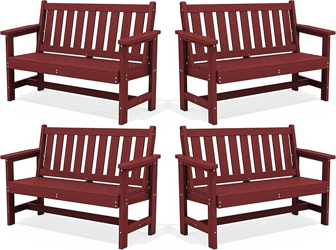 SERWALL Outdoor Bench, HDPE Outdoor Benches Weatherproof, 2-Person Garden Bench by SERWALL