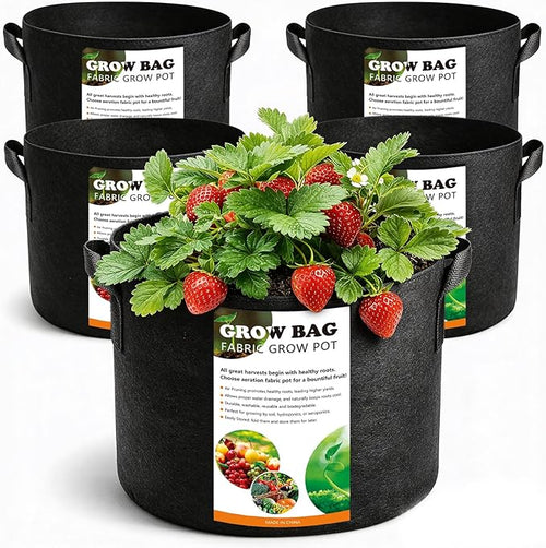 5 Pack 5 Gallon Grow Bags, Thickened Aeration Nonwoven Fabric Plant Pots by Unknown