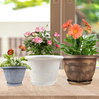 10 Inch Flower Pots Planters for Indoor Outdoor Plants, 3 Pack Plastic Large - Image 2