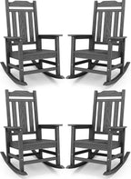 SERWALL Gray Outdoor Rocking Chair Set of 4, All Weather Patio Rocking Chair by SERWALL