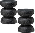 Glitzhome Outdoor Side Table Set of 2, Heavy Duty Indoor Outdoor Round Planter by Glitzhome