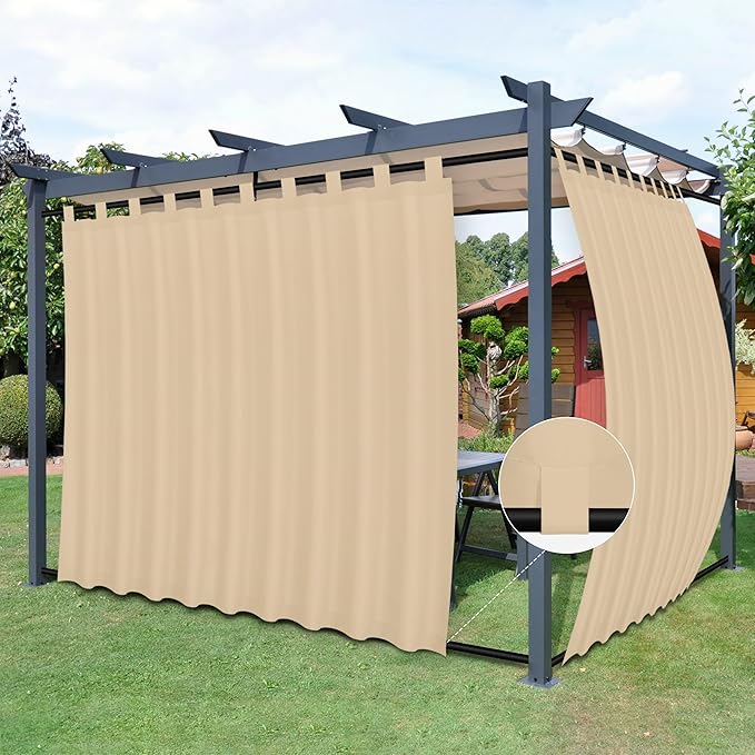 Easy-Going Outdoor Patio Curtains Detachable Tab Top Windproof Weatherproof by Easy-Going