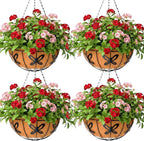 12 inch Metal Hanging Baskets For Plants Outdoor 4 Pack Round Metal Wire by JFFLYIT