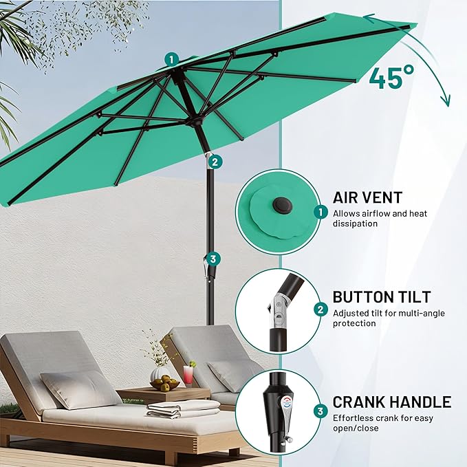AreShark 9 FT Patio Umbrella for Outdoor, Outdoor Umbrella - Image 5