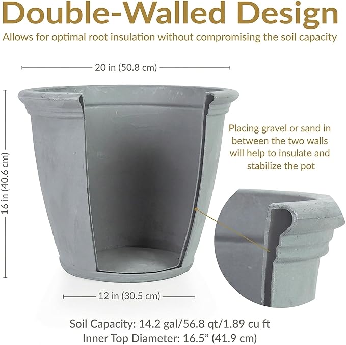 Sunnydaze 20-Inch Anjelica Large Plastic Pot - Image 6