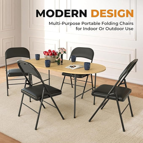 4 Pack Leather Chair | Foldable & Stackable | 350 lbs Capacity Steel Frame Seats - Image 2