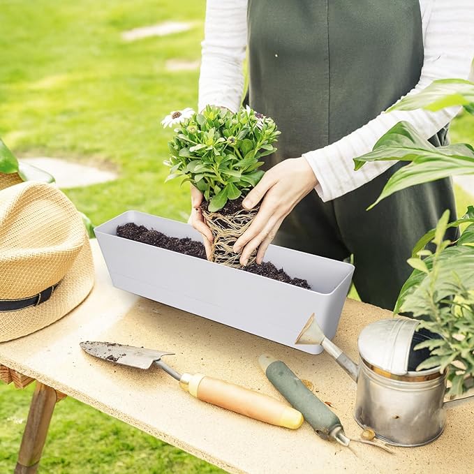 GREANER Long Window Boxes Planters, 6 Pack 16x3.8 Inch Vegetable Box Pot - Image 5