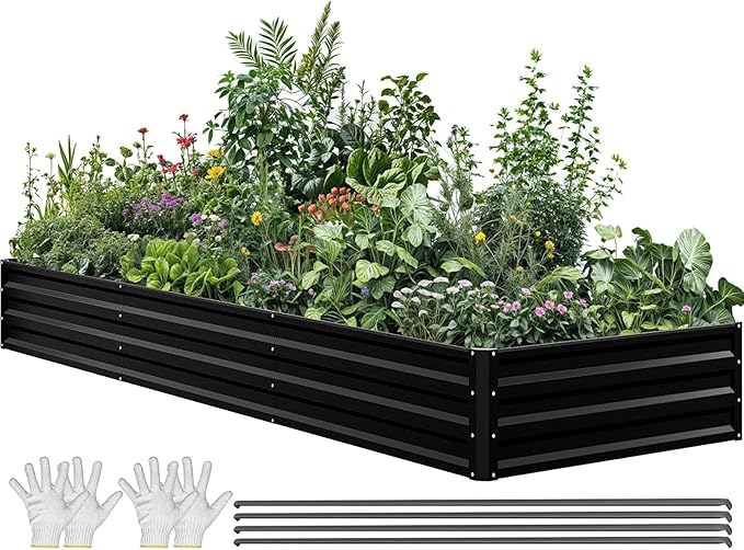 YITAHOME 144x48x12 in Galvanized Raised Garden Bed Kit, Large Metal Planter Box by YITAHOME