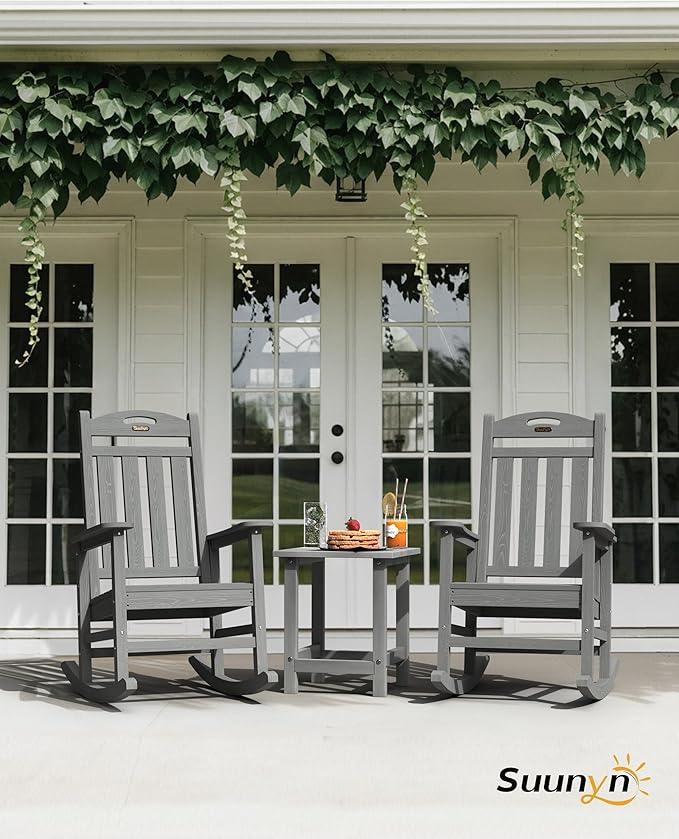 Oversized Outdoor Rocking Chairs Set of 2, High Back Porch Rocker Chair - Image 2
