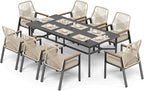 9 Pieces Patio Dining Set, 8 x Woven Rattan Chairs - Image 9