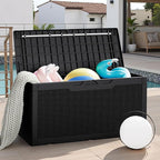 JUMMICO 100 Gallon Resin Deck Box, Waterproof Outdoor Storage Box - Image 3