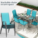 TLSUNNY 7 Pieces Patio Dining Set, Outdoor Table and Chairs W/1.69″ Umbrella - Image 3