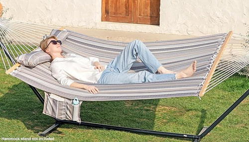 2 Person Hammocks for Outside, Double Quilted Fabric Outdoor Hammock - Image 2