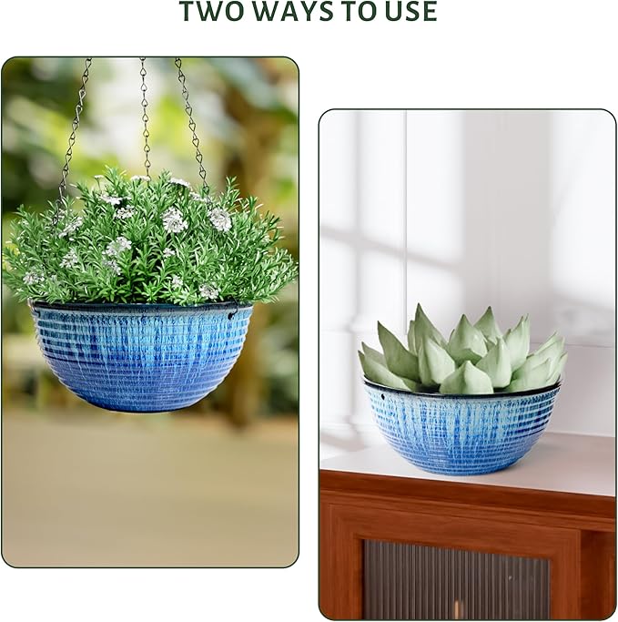 10inch Hanging Planters for Indoor and Outdoor Plants, 2 Pack Hanging Planter - Image 5